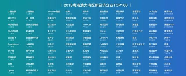 粤港澳大湾区新经济TOP100出炉，大疆优必选微众银行等上榜