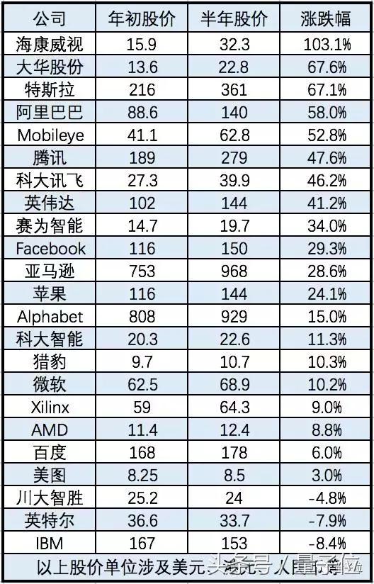 半年总结：买哪支人工智能相关的股票最赚？