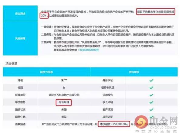 鹏金所变相给大股东万科融资3个月输送近亿元