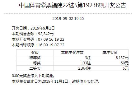 福建，浙江，海南，江苏地方体育彩票2019.9.2开奖公告和中奖情况