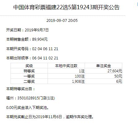 福建，浙江地方体育彩票09.07开奖公告和中奖情况