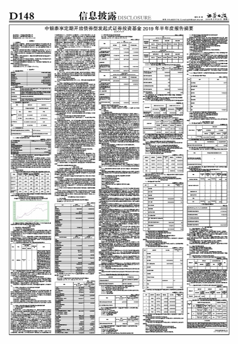 中银泰享定期开放债券型发起式证券投资基金2019年半年度报告摘要