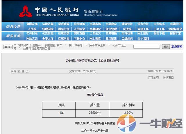 投放2650亿元的MLF！中国央行突然宣布！或释放“降准”大信号？