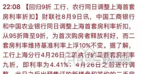 多地房贷利率下调，回归9折！工行、农行同日调整上海首套房利率