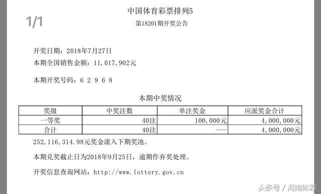 「开奖公告」7月27日中国体育彩票开奖公告