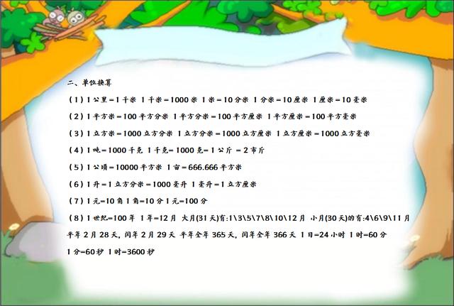 小学数学公式、单位换算（全）