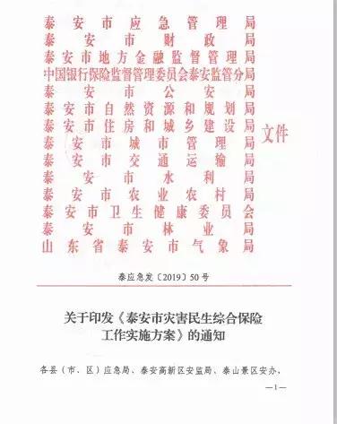 政府给泰安每人买了一份灾害民生综合保险，最高保额15万