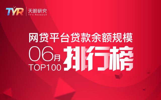 独家：6月网贷平台贷款余额规模TOP100排行榜