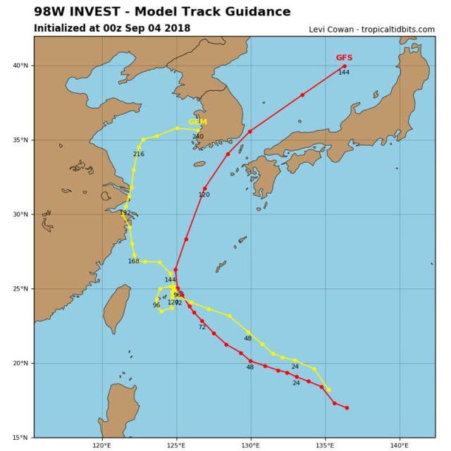 飞燕横扫日本后续，预计10级登陆俄罗斯，98W或将成为22号台风