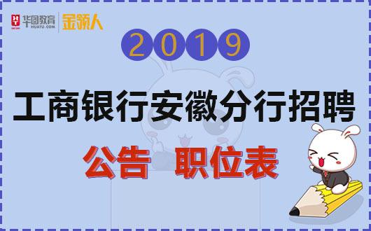 2019中国工商银行安徽分行校园招聘320人公告 职位表