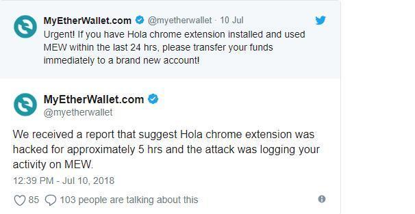 ETH钱包MyEtherWallet发布紧急黑客攻击警告