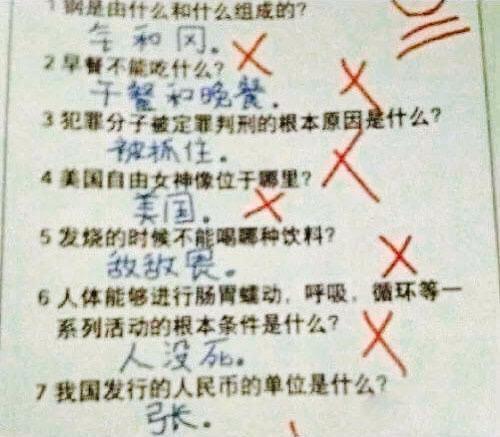 盘点那些奇葩的小学生答卷，哈哈，熊孩子太搞笑了！