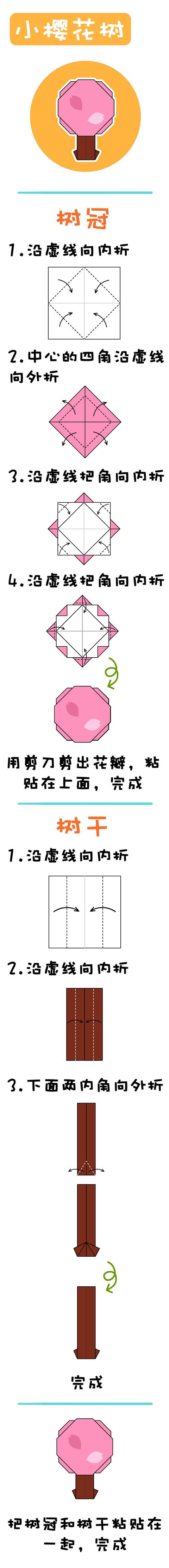 樱花树的折纸方法你们会吗？今天我们来学习下折小的樱花树