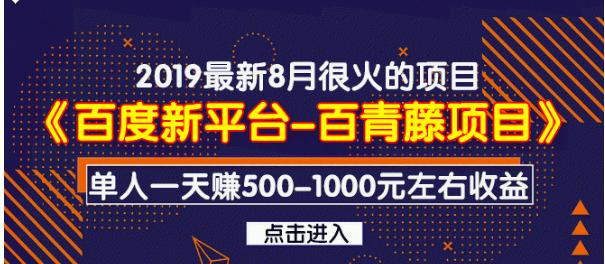 2019最新《百度新平台-百青藤项目单人一天赚500-1000元左右收益