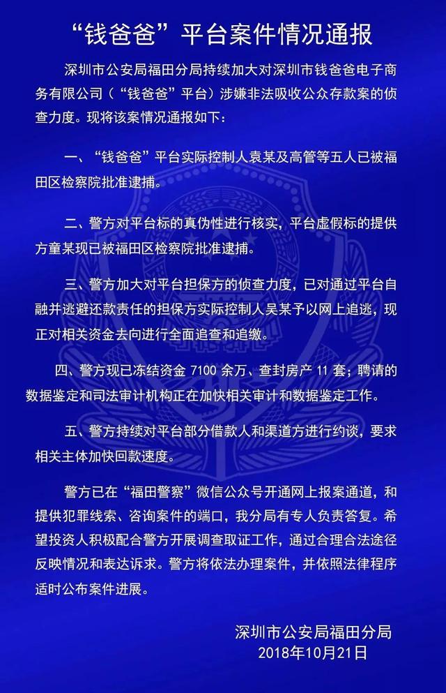 钱爸爸、小零钱、前金融、合拍在线等涉案平台最新进展：抓30人