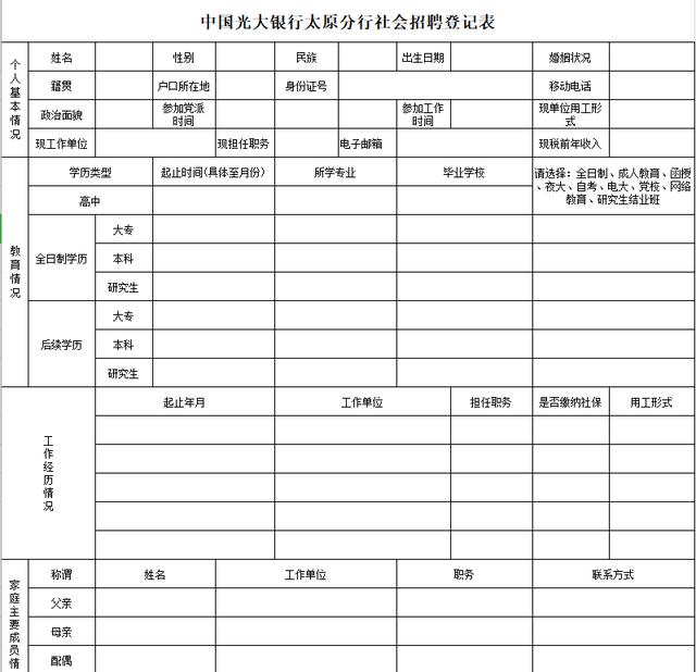 中国光大银行太原分行在晋城招聘柜员啦！